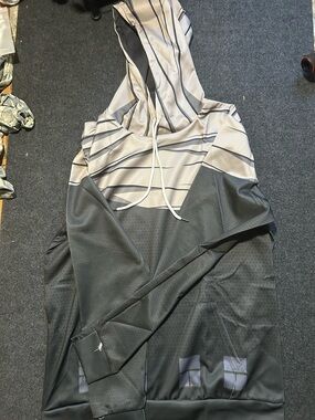 Men's Hooded Swim Top - Gray Striped